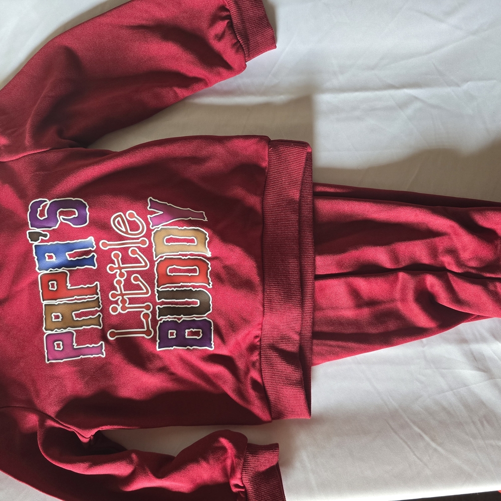 Red 'Papa's Little Buddy' Sweatshirt and Pants Set